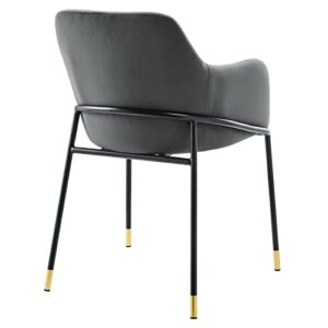 Modway Jovi Performance Velvet Dining Armchair in Black Charcoal