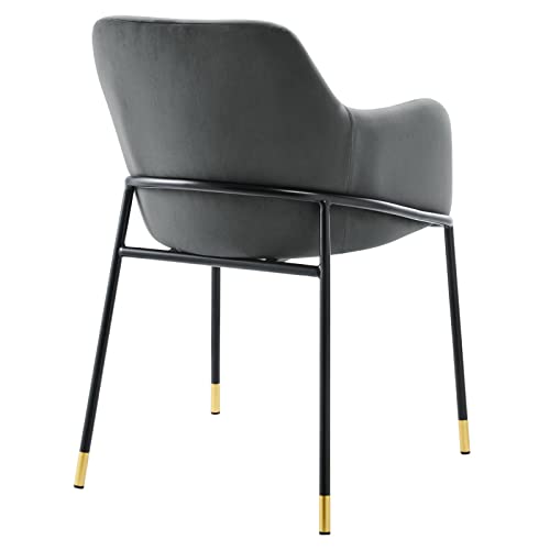 Modway Jovi Performance Velvet Dining Armchair in Black Charcoal