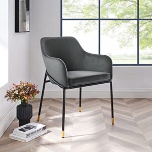 Modway Jovi Performance Velvet Dining Armchair in Black Charcoal