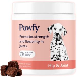 pawfy dog hip & joint soft chews - total joint care | anti-inflammatory | arthritis relief | strength & flexibility | natural recovery | with glucosamine + chondroitin