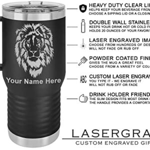 LaserGram 20oz Vacuum Insulated Travel Mug with Handle, Drum Set, Personalized Engraving Included (Black)