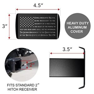 2A U.S.A. American Flag Black & Chrome Metal Trailer Hitch Cover