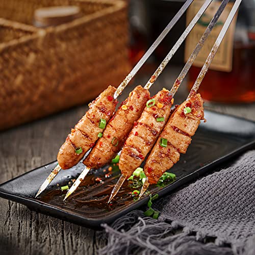 DEFUTAY 10 PCS Kebab Barbecue Skewers, Flat Metal BBQ Skewer,Reusable Grilling Skewers Set for Meat, Shrimp, Chicken, Vegetable