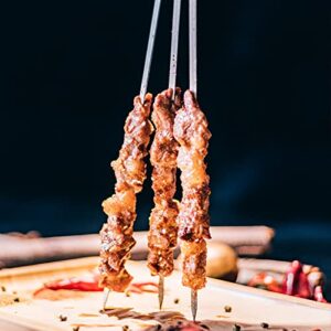 DEFUTAY 10 PCS Kebab Barbecue Skewers, Flat Metal BBQ Skewer,Reusable Grilling Skewers Set for Meat, Shrimp, Chicken, Vegetable