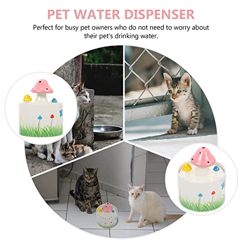 NUOBESTY Automatic Pet Waterer Ceramic Mushroom Shaped Cat Watering Fountain Small Animal Drinking Dishes Dog Food Bowl Hamster Feeding Dispenser Pet Accessories