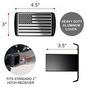 U.S. American Flag Black & Chrome Metal Trailer Hitch Cover