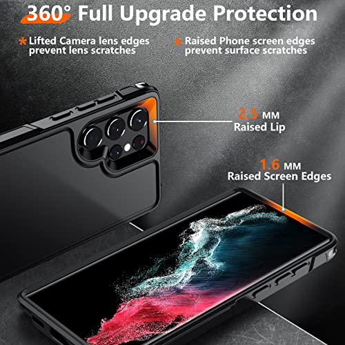 Temdan [Heavy Shockproof for Samsung Galaxy S22 Ultra Case,with 2 Pack [Soft Screen Protector + Camera Lens Protector] [12 FT Military Grade Drop Protection] Tough Rugged Full-Body Protection