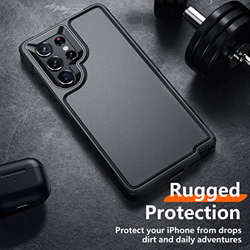 Temdan [Heavy Shockproof for Samsung Galaxy S22 Ultra Case,with 2 Pack [Soft Screen Protector + Camera Lens Protector] [12 FT Military Grade Drop Protection] Tough Rugged Full-Body Protection