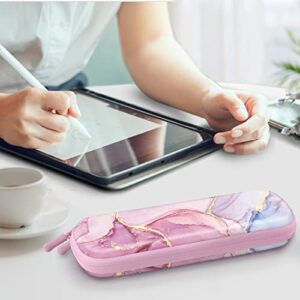 Fintie Holder Case for Apple Pencil (USB-C) & Apple Pencil (1st / 2nd Generation), PU Leather Protective Carrying Bag Sleeve Compatible with Apple Pen, USB Cable, Samsung Stylus, Dreamy Marble