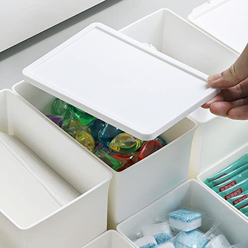 Zerodis Storage Box, Plastic Desktop Storage Box Plastic Storage Bin Tote Multifunction Dustproof Storage Box Organizing Container with Lid for Home Desktop(#1)