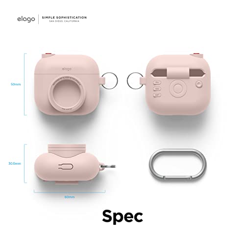 elago Snapshot Compatible with AirPod Case with AirTag Holder (AirPods 3) - Cute Camera Design with Keychain, Durable Silicone, Supports Wireless Charging - Tracking Device Not Included