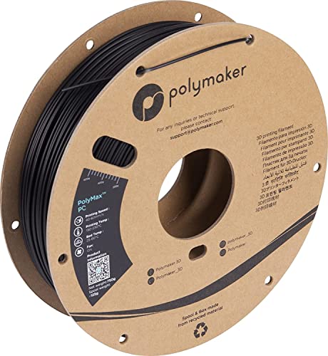 2.85mmTough PC Filament 3mm, Black Polycarbonate Filament 2.85mm 750g - Polymaker PolyMax Black PC Filament 3D Printer Polycarbonate Filament PC Max, Tough & High Heat Resistant