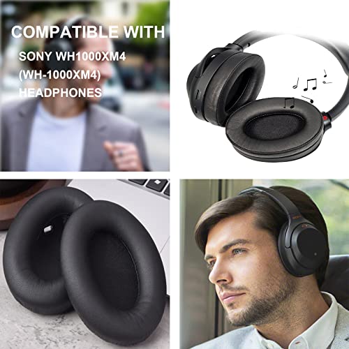 Replacement Earpads Compatible with Sony WH-1000XM4 (WH1000XM4) Headphones, Ear Pads Cushions Ear Covers with Soft Protein Leather,Noise Isolation Memory Foam Headset Ear Cushion-Added Thickness