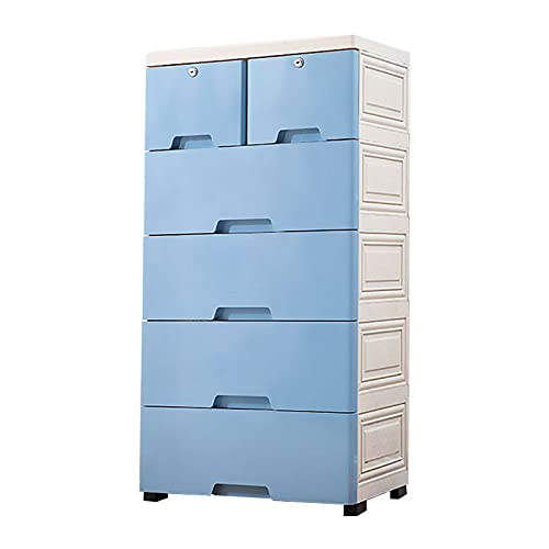 6 Drawers Plastic Storage Tower, 40 x 19.7 Inch Plastic Dresser Storage Tower Closet Organizer Storage Tower with Drawer Multi-layer Closet Organizer for Home, Office, Bedroom (Blue)