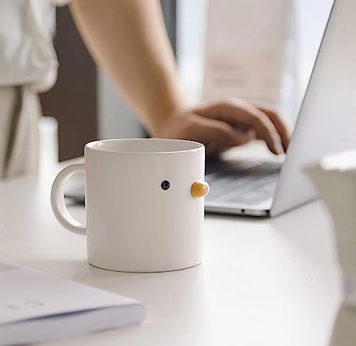 PURROOM Cute Duck Coffee Mug, Handmade Glaze Chick Cup, Safety Ceramic Milk Latte Mugs, 14oz Cute Tea Cup. Best Gifts For Coffee & Mug Collector.