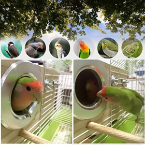 Joyeee Large Bird Breeding Box, with Natural Wood Bird Platform Parrot Stand, Small Animal Hamster Hideout House, Pet Products Bird Cage Wooden Bird Nest for Cockatiel Vision Bird, Lovebird Canary, L