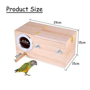 Joyeee Large Bird Breeding Box, with Natural Wood Bird Platform Parrot Stand, Small Animal Hamster Hideout House, Pet Products Bird Cage Wooden Bird Nest for Cockatiel Vision Bird, Lovebird Canary, L