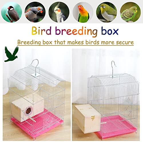 Joyeee Large Bird Breeding Box, with Natural Wood Bird Platform Parrot Stand, Small Animal Hamster Hideout House, Pet Products Bird Cage Wooden Bird Nest for Cockatiel Vision Bird, Lovebird Canary, L