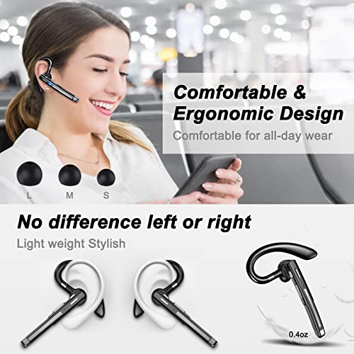 XVV Bluetooth Headset,Wireless Bluetooth Earpiece V5.1 Hands-Free Earphones CVC 8.0 Noise Canceling with Dual-Mic for Driving/Business/Office, Compatible with iPhone and Android