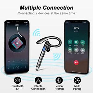 XVV Bluetooth Headset,Wireless Bluetooth Earpiece V5.1 Hands-Free Earphones CVC 8.0 Noise Canceling with Dual-Mic for Driving/Business/Office, Compatible with iPhone and Android