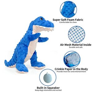 DODODOLA Stuffed Dog Toys Durable Plush Dog Toy with Crinkle Paper Cute Dinosaur Squeaky Dog Toys Dog Chew Toys for Medium Large Breed