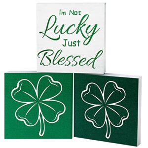 3 pieces st. patrick's day decorations for the home wood sign green shamrock irish table decor st patrick day table decorative signs and plaques for st patrick's day decorations supplies