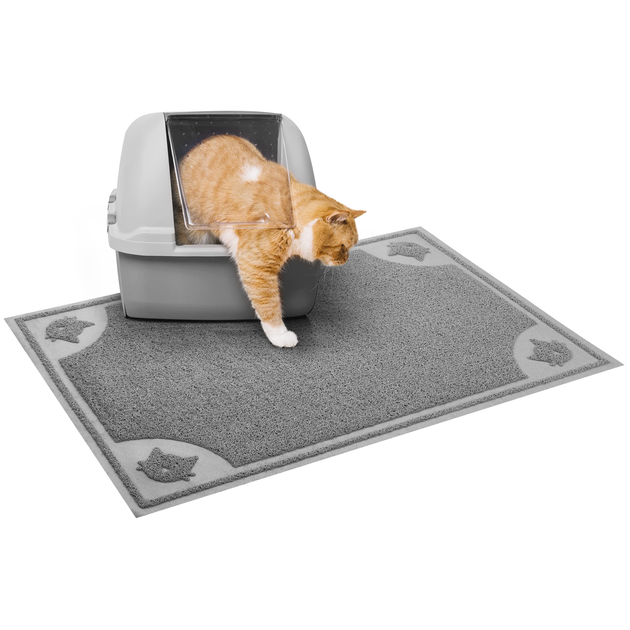 Mr. Pen- Large Cat Litter Mat, 23.5”X 35.2”, Gray, Trapping Mat for Litter Box, Cat Rug, Large