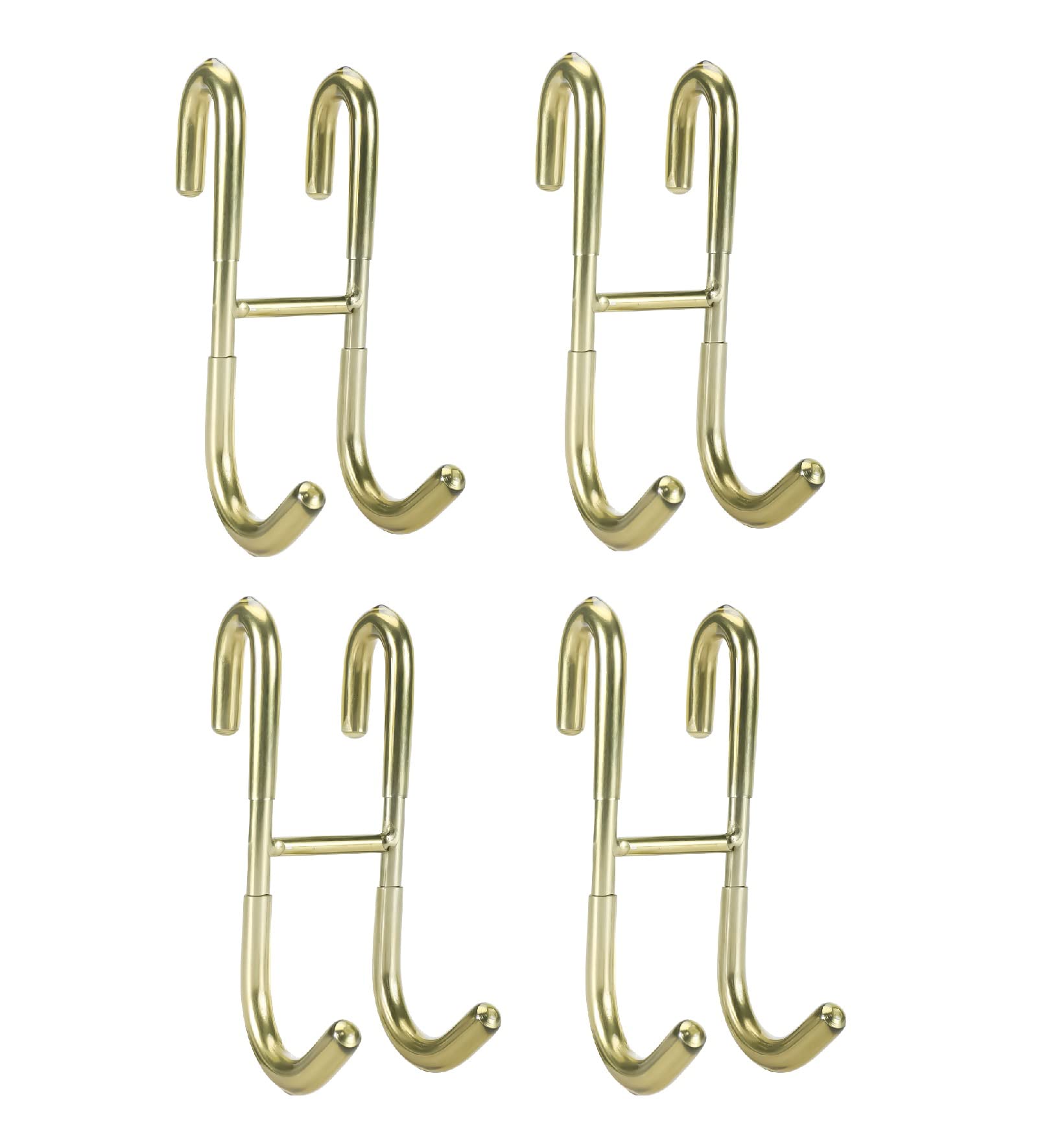 4 Pack Shower Glass Door Hook, Golden Towel Hooks for Bathroom, 304 Stainless Steel Rack Hooks Drilling-Free Hanger