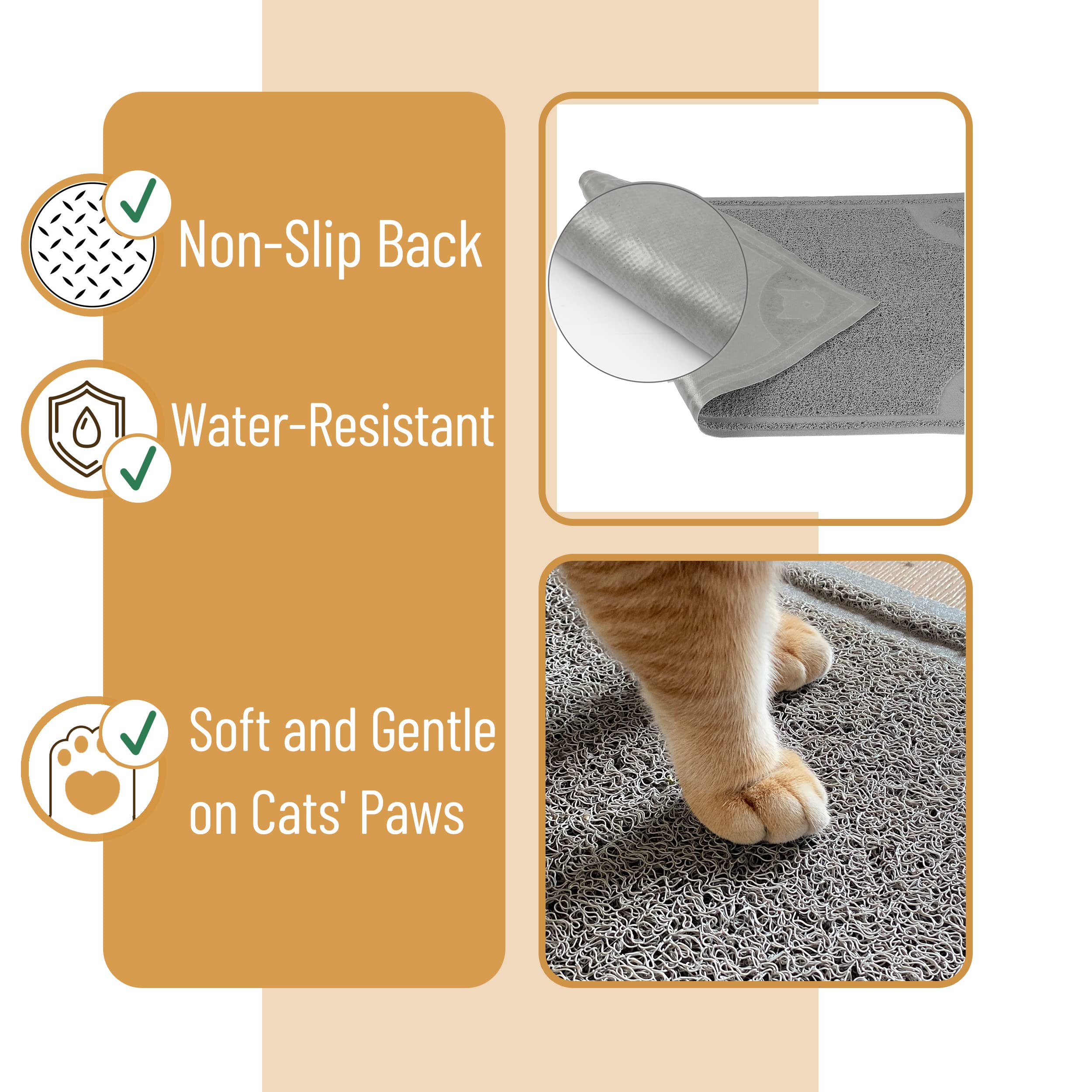 Mr. Pen- Large Cat Litter Mat, 23.5”X 35.2”, Gray, Trapping Mat for Litter Box, Cat Rug, Large