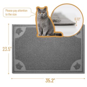 Mr. Pen- Large Cat Litter Mat, 23.5”X 35.2”, Gray, Trapping Mat for Litter Box, Cat Rug, Large