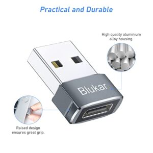 Blukar USB C Female to USB Male Adapter, [3 Pack] Type C to USB A Charger Cable Adapter Converter for Fast Charging & Data Sync, Compatible with iPhone 13/12/11 Pro, iPad Air 6, Galaxy S21/S20 etc.