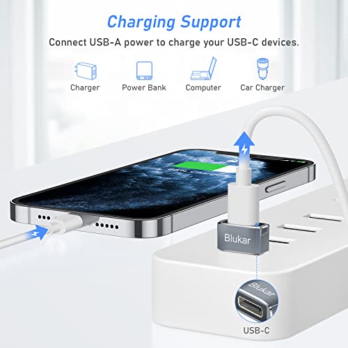 Blukar USB C Female to USB Male Adapter, [3 Pack] Type C to USB A Charger Cable Adapter Converter for Fast Charging & Data Sync, Compatible with iPhone 13/12/11 Pro, iPad Air 6, Galaxy S21/S20 etc.