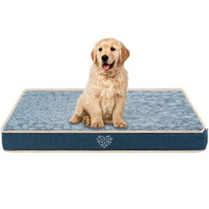 vankean waterproof dog crate pad bed mat reversible (cool & warm), removable washable cover & waterproof inner lining, pet crate mattress for cats and dogs, joint relief dog bed for crate, navy/grey
