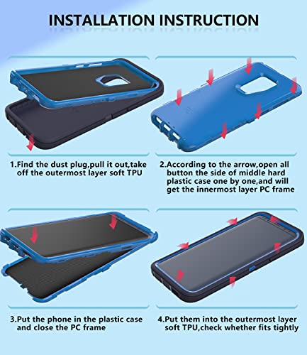 Guirble for Samsung Galaxy S9 Plus Case,Shockproof Dropproof for Samsung S9 Plus Case,Heavy Duty Protective Galaxy S9 Plus Csae,S9 Plus Case 6.2 Inch(Dark Blue)