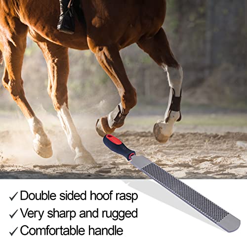 wevsuipo Horseshoe File, 18 Inches Black Farrier Hoof Rasp Tool with Handle, Suitable for Repair Horse Hooves, Goat Hooves, Cow Hooves and Wood Working