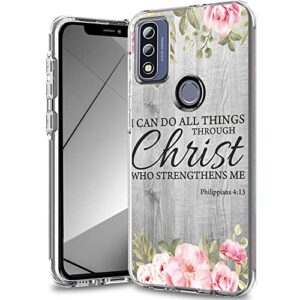 for moto g pure 2021 case, for moto g power 2022 clear case for women men, dual layer soft tpu hard pc shockproof phone case for motorola g power 2022/moto g pure 2021,bible verse philippians 4-13