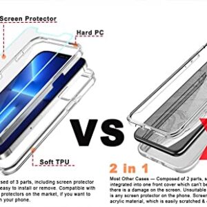 COOLQO Compatible for iPhone 13 Pro Case 6.1 Inch, with [2 x Tempered Glass Screen Protector] Clear 360 Full Body Protective Coverage Silicone 14 ft Drop Military Grade Shockproof Phone Cover