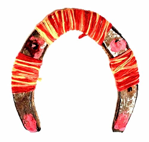 Billion Deals Authentic Feng Shui Cast Iron Real Horseshoe With Kalwa Iron Shoe Kale Ghode ki Naal For Good Luck Charm Rustic Lucky Positive Energy