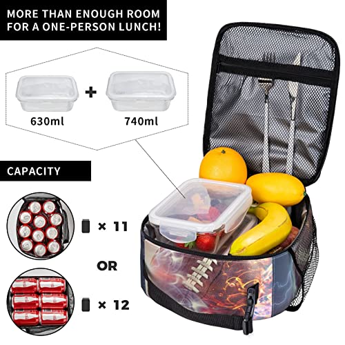 KUOAICY Football Lunch Box Reusable Insulated Totes Lunch Bag Thermal Cooler For Boy Girls School Men Women Beach Picnic Travel