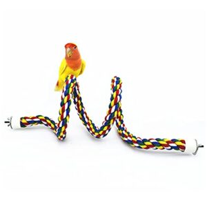 bird cage rope perch, parrot multicolor flexible rope perch, rope bungee bird toys for parakeets cockatiels, conures, lovebirds, finches (39.4 inch)