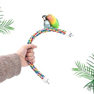 Bird Cage Rope Perch, Parrot Multicolor Flexible Rope Perch, Rope Bungee Bird Toys for Parakeets Cockatiels, Conures, Lovebirds, Finches (39.4 Inch)