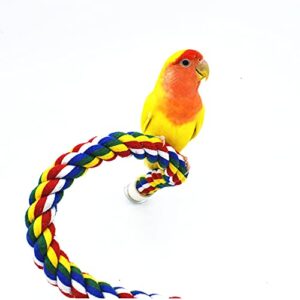 Bird Cage Rope Perch, Parrot Multicolor Flexible Rope Perch, Rope Bungee Bird Toys for Parakeets Cockatiels, Conures, Lovebirds, Finches (39.4 Inch)