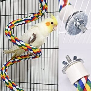 Bird Cage Rope Perch, Parrot Multicolor Flexible Rope Perch, Rope Bungee Bird Toys for Parakeets Cockatiels, Conures, Lovebirds, Finches (39.4 Inch)