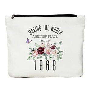 JIUWEIHU 55th Birthday Gifts for Women, 55th Birthday Decorations Present, 55 Year Old Birthday Gift Ideas for Sisters, Friend, Coworker, Grandma, Mom, Boss – Since 1968 Makeup Bag