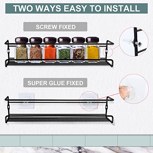 FGSAEOR Spice Rack Organizer, Wall Mounts Space Saving Pantry Organization Storage Shelf, 4-Pack Seasoning Hanging Racks for Kitchen, Cupboard and Cabinets