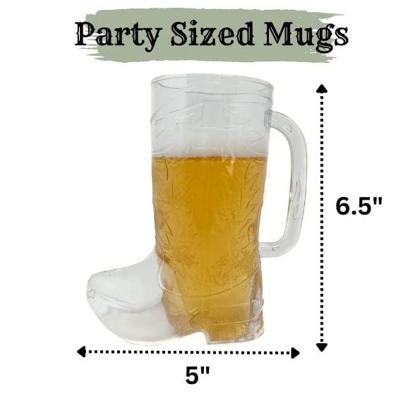 Podzly 12 Cowboy Boot Plastic Mugs - Plastic Beer Mug for Western Themed Party - Rodeo Party Decorations - Cowgirl Boot Cups for Parties - Western Party Accessories - Fun Drink Glasses, Boot Glasses