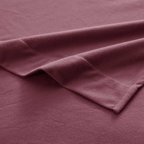 Flannel Sheets Warm and Cozy Deep Pocket Breathable All Season Bedding Set with Fitted, Flat and Pillowcases, King, Burgundy Red