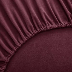 Flannel Sheets Warm and Cozy Deep Pocket Breathable All Season Bedding Set with Fitted, Flat and Pillowcases, King, Burgundy Red