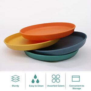 Muulaii Plastic Plates Reusable 6 Inch Unbreakable Deep Dessert Dinner Plates BPA free and Eco-Friendly Dishwasher and Microwave Safe Round Dinnerware Plates - Pack of 4