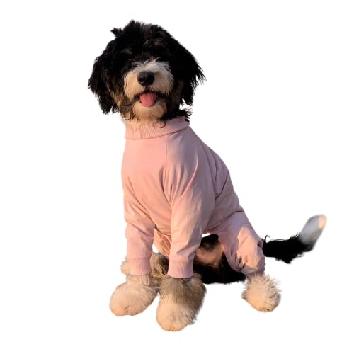 Blondie & Freckles Large Dog Pajamas, Soft Cotton PJs for Big Pups, Lightweight Removable Pullover Pet Jumpsuits, Post Surgery Shirt, Clothing Reduces Shedding & Licking -Pink - 2XL XXL